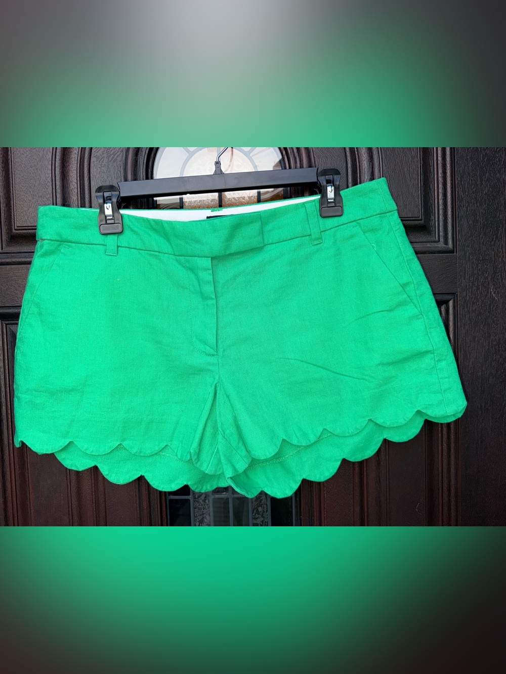 J Crew Green Scallop Shorts Women’s Size 12